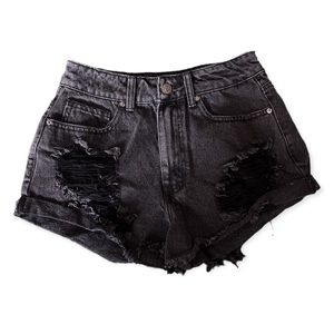 Forever 21 Concert Short Black Distressed Size 26